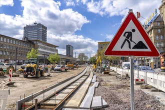 Construction site at the main railway station, for the new Citybahn, a new tram line over 5 km