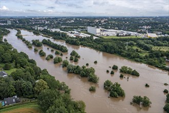 Flood on the Ruhr, after long heavy rainfall the river left its bed and flooded the countryside and