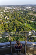 View from the Florian Tower, 219 metre high observation and television tower, in Westfalenpark,