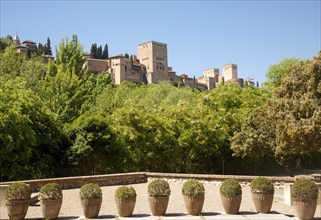 View from the Albaicin district, Granada, Spain over to the Alhambra