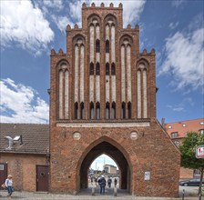 Historic water gate in brick Gothic style built in 1450, Am Hafen 1, Wismar,