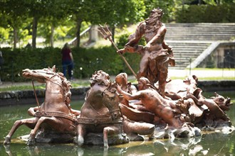 Water feature in the garden of the Palacio La Granja de San Ildefonso or summer palace, province of