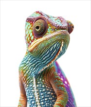 Beautiful chameleon isolated on a white background, AI generated