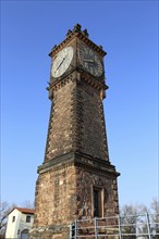 The water gauge on the Parkinsel in Ludwigshafen, one of the landmarks of the city on the Rhine