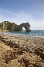 Famous natural coastal arch of Durdle Door on the Jurassic coast, Dorset, England, United Kingdom,