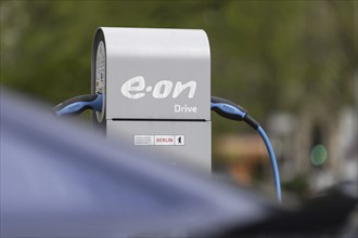 A charging station (e-car charging station) for electric vehicles from the energy company E.ON in