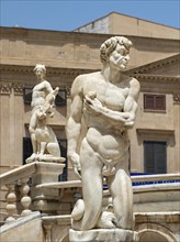 Statues of the Praetorian Fountain, Piazza Pretoria, Palermo, Sicily, Italy, Europe