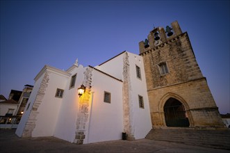 Cathedral Igreja da Sé Catedral de Faro, old town, Faro, blue hour, twilight, Algarve, Portugal,