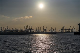 Port of Hamburg, HHLA Container Terminal Burchardkai, Athabaskakai, on the Elbe, Hamburg, Germany,