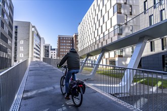 The Parkbruk, cycle and pedestrian bridge in the city centre of Antwerp, crosses a multi-lane city