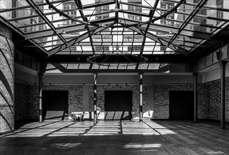 Black and white photography, restored old factory building, Berlin, Germany, Europe