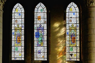 Our Lady Church, Stained-glass window, Nieuwpoort, West Flanders, Belgium, Europe