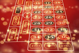 Casino tables in the entertainment area at night