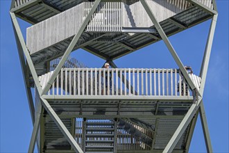 Fire lookout tower, wildfire watchtower in the Grenspark Kalmthoutse Heide, Kalmthout Heath, nature