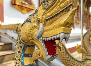 Naga deities at Wat Nong Sikhounmuang, Luang Prabang, Laos, Asia