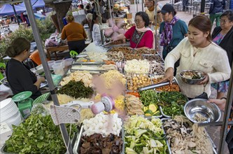 Food stall at Luang Prabang night market, Laos, Asia