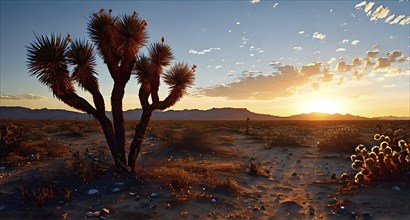 A minimalist desert landscape with a single, dried cactus, AI generated