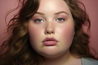 Portrait of curvy plus-size woman with pretty round face. KI generiert, generiert AI generated