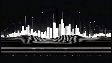 Illustration of abstract audio frequency sound wave lines, AI generated