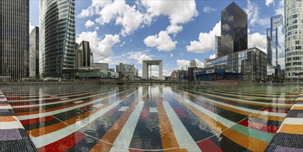 The monumetal AGAM fountain, Agam basin, Agam pool, La Defence, Europe's largest office city,