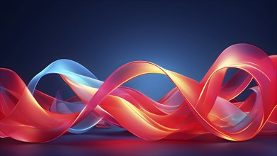 Illustration of abstract minimalist ribbon designs that rotate and change colors, creating a rhythm