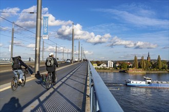 Traffic on the Kennedy Bridge, middle of the 3 Rhine bridges in Bonn, connects the centre of Bonn