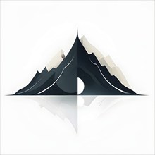 Minimalist illustration of an abstract mountain that cycles through day and night, symbolizing