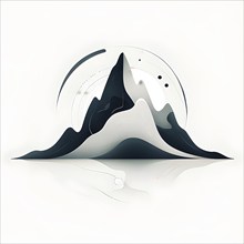 Minimalist illustration of an abstract mountain that cycles through day and night, symbolizing