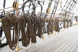 Ropes, ropes, sailing ship, training ship Germany, Bremerhaven, Germany, Europe