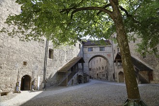 Part of the castle complex, inner courtyard, Burghausen Castle, Burghausen, Upper Bavaria, Bavaria