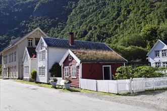 Wooden houses in Laerdal, Norway, Europe