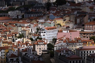 View from Castelo de São Jorge to old town, City view, Lisbon, Portugal, Europe