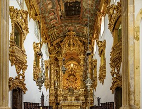 Gold-plated baroque church altar in the city of Recife in Pernambuco, Recife, Pernambuco, Brazil,