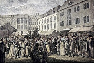 Christmas market on the square in front of the Berlin Palace at the end of the 18th century,