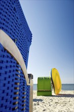 Colourful beach chairs, Föhr, North Frisian Islands, North Frisia, Schleswig-Holstein, Germany,