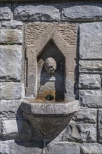 Historic drinking water fountain in the old town centre of Meersburg on Lake Constance, Lake