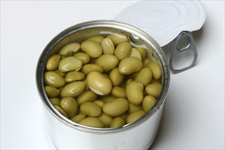 Edamame, unripe soya beans in tins, tinned