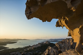 Bizarre granite rocks, Roccia dell Orso, sunset, Capo d'Orso, Palau, Costa Smeralda, Sardinia,