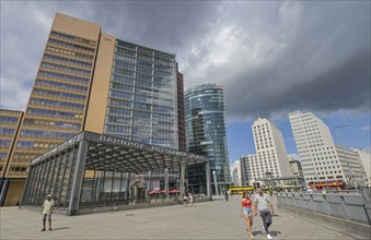 Railway station, commercial buildings, Potsdamer Platz, Tiergarten, Mitte, Berlin, Germany, Europe