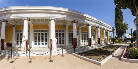 Achilleion Palace built for the Austrian Empress Elisabeth Sissi Panorama on the island of Corfu,