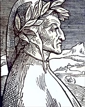 Dante Alighieri (1265-1321), Italian poet. Woodcut portrait published in 1521, probably from a