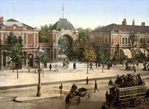 The Tivoli Park entrance, Copenhagen, Denmark, ca 1895, Historical, digitally restored reproduction