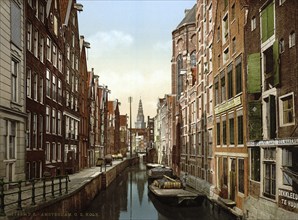 Old Zeddam, the Kolk, canal, Amsterdam, Holland, ca 1895, Historic, digitally restored reproduction