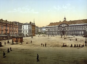 Saint-Lambert Square with the Prince-Bishop's Palace, Liège, Belgium, ca 1895, Historical,