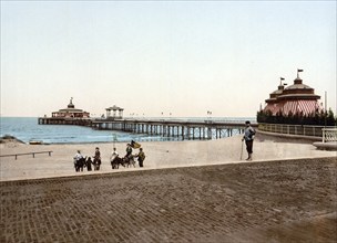 The Pier, Blankenberghe, Blankenberge, Belgium, ca 1890, Historical, digitally restored