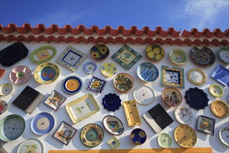 Shop decoration of a ceramic dealer, decoration facade, near Sagres, Algarve, Portugal, Europe