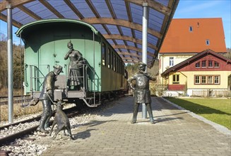 Durlesbach railway station, opened in 1849 and decommissioned in 1984, railway monument, railway