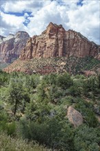 Rugged mountains with various geology in Zion National Park, Utah