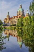 Back of the New Town Hall at the Maschteich in Maschpark, Hanover, Lower Saxony, Germany, Europe