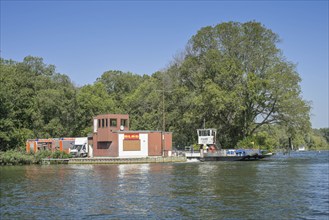 DLRG Tegelort rescue station at the ferry station to Scharfenberg, Tegeler See, Tegel,